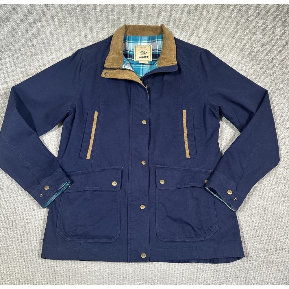 CQR‎ Jacket Womens Medium Blue Twill Flannel Lined Barn Field Outdoors